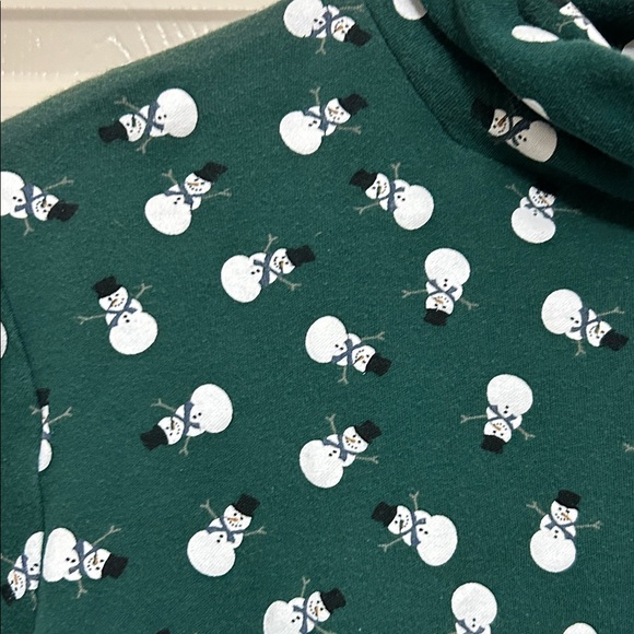 White Stag Forest Green Snowman Top Cotton Winter Cute Fun Medium or Large - Picture 3 of 12